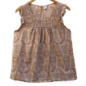 Old Navy‎ Petite Sleeveless Paisley Floral Feminine Boho Baby doll Top Size PS​​